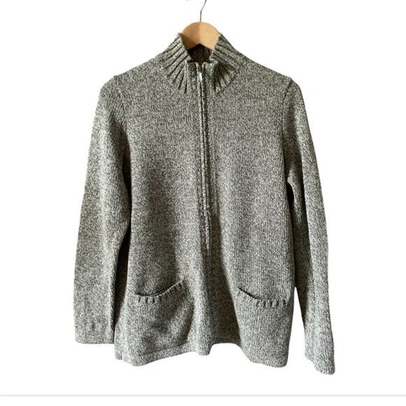 L.L Bean Full Zip Knit Sweater Mock Neck Sweater - Picture 5 of 7